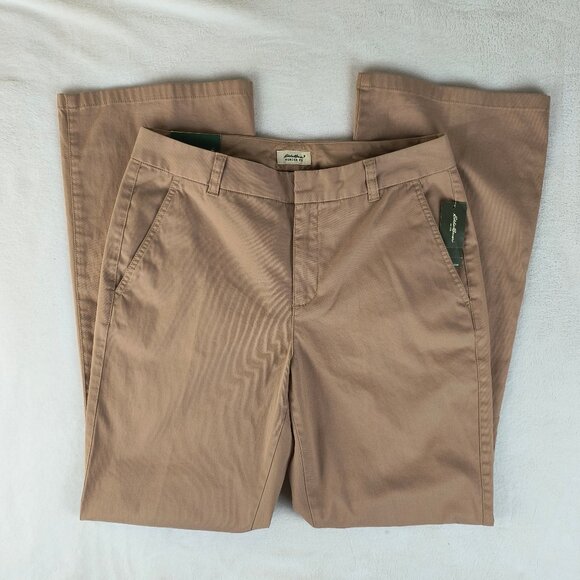 NWT Eddie Bauer Mercer Fit Trouser Pants 10 Camel Tan Flare Midrise - Picture 1 of 5